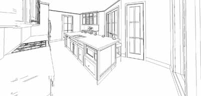Kitchen Renovation Drawing Angled View